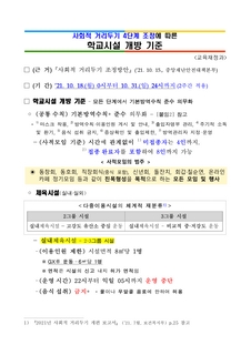 사회적 거리두기 4단계 조정에 따른 학교시설 개방 기준(2021.10.15.)